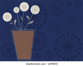 A vase of contemporary-styled flowers. Fully editable vector illustration.