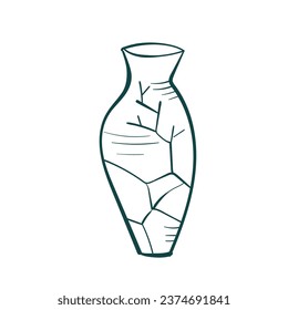 vase crack vector sketch simple doodle hand drawn line illustration isolated abstract sign symbol clip art