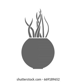 Vase with decorative grass. Pot with plant. Vector illustration. Plant.