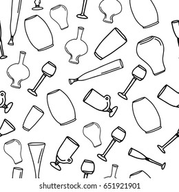 Vase doodle set. Seamless pattern