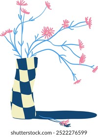 Jarrón en estilo doodle. Diseño minimalista dibujado a mano. Perfecto para Fondo de pantalla, Plantilla, Anuncio, decoración de la pared, impresión, postal, cubierta. Ilustración vectorial