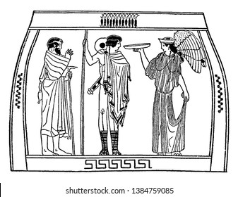 Vase Drawings is an open container, Ancient Greeks were renowned for their skill with pottery, vintage line drawing or engraving.