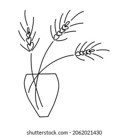 A vase with ears. Stylized vector illustration for postcards, notebooks, stickers, design. Doodle style hand-drawn by an outline.