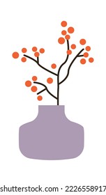 Vase with everlasting flower flat icon Christmas interior