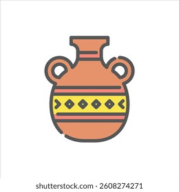 vase filled outline icon. vase color line illustration.