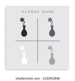 Vase flat black and white vector illustration.