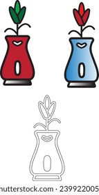 Vase-Blumensymbol-Design, trendige Kollektion im Flachstil