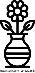 Jarrón con icono de línea de flores. signo de estilo lineal para concepto móvil y signo, símbolo, vector, arte