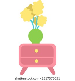 Vase of flower on bedside table vector icon