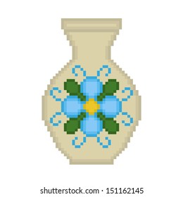 Vase with a flower on a white background