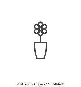 Vase with flower outline icon. linear style sign for mobile concept and web design. Flower in a glass simple line vector icon. Symbol, logo illustration. Pixel perfect vector graphics