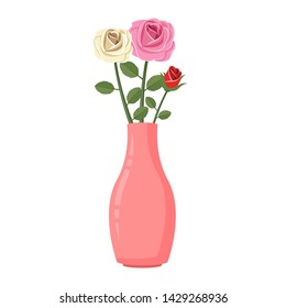 Vase with flower vector design illustration isolated on white background