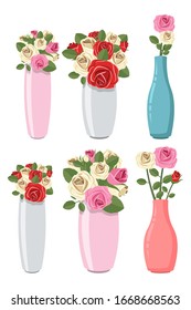 Vase with flower vector design illustration isolated on white background