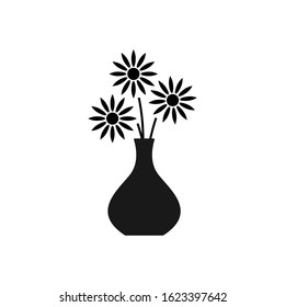 Vase with flower vector icon