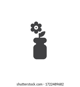 Vase with flower vector icon. filled flat sign for mobile concept and web design. Flower in a vase glyph icon. Symbol, logo illustration. Vector graphics
