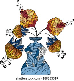 Vase of flowers. Artistic vector illustration.
