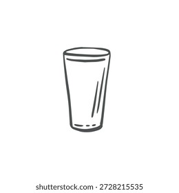 Vase for flowers bouquet vector graphic illustration. Hand drawn glass empty jar. Container, vessel for garden plant isolated doodle. Kitchen utensil. Black and white clipart for card, sticker, print.
