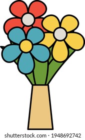Vase with Flowers Concept Vector color line Icon Design, Interior design Symbol, Home Office decoration Sign, Residential and Commercial Decor Elements stock illustration