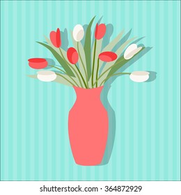 vase of flowers flat Icon/vase flat  Icon Vector in flat style/vase Icon/flowers flat Icon/vase flat/vector illustration/flowers flat