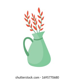 vase with flowers hand draw style vector illustration design