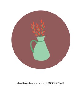 vase with flowers hand draw style vector illustration design