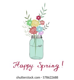 Vase with flowers. Happy Spring