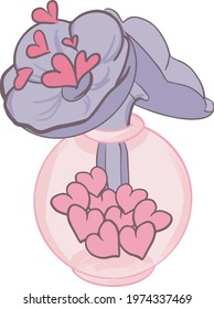 Vase with flowers and hearts. Can be used as a cover story in the category of customer reviews