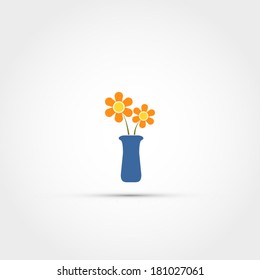 Vase with flowers icon