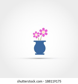 Vase with flowers icon