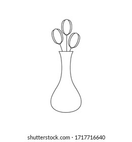 vase with flowers icon cartoon