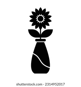 Vase flowers icon design. Decorative glass flowerpots and vases interior design. isolated on white background