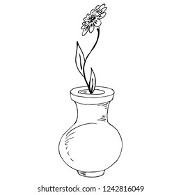 Vase with flowers icon. Vector illustration of a flower in a vase. Hand drawn and a vase of flowers.