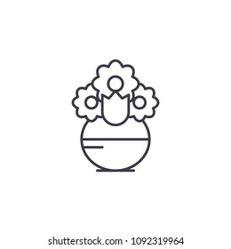 Vase with flowers linear icon concept. Vase with flowers line vector sign, symbol, illustration.