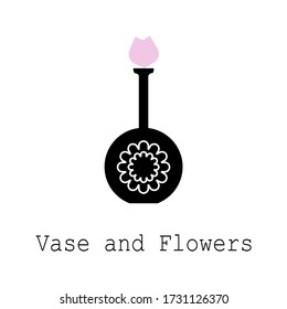 Vase and Flowers Logo Vector