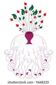 Vase with the flowers on the table