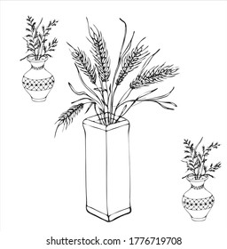 vase with flowers on a white background