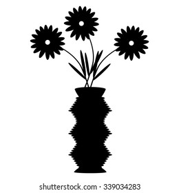Vase with flowers on white background. Vector illustration.