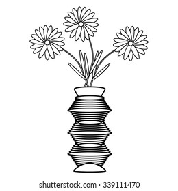 Vase Flowers On White Background Vector Stock Vector Royalty Free Shutterstock