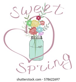 Vase with flowers. Sweet Spring