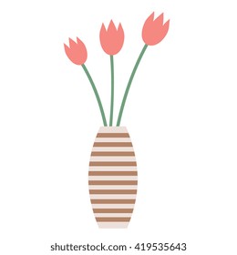 Vase with flowers. Vector flat illustration.