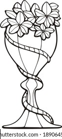 Vase with flowers, vector illustration.