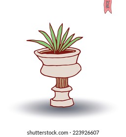  vase of flowers, Vector illustration.