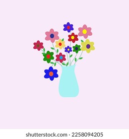 Vase de ilustración vectorial de flores