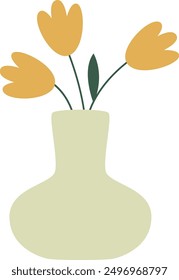 Vase With Flowers Vector Illustration