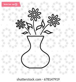 Vase with flowers, vector illustration