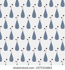 vase flowers vector seamless pattern on textures background