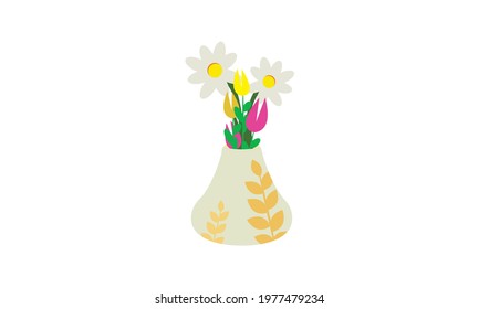 A vase full of flowers that adorns the room.