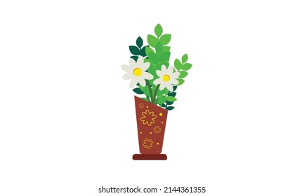 A vase full of flowers that adorns the room.