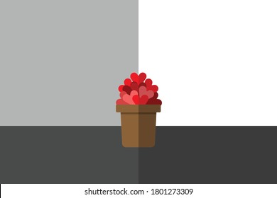 Vase full of heart flowers