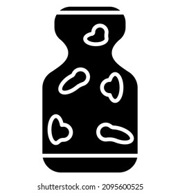 The vase has a distinctive curly shape and decor of abstract elements. Vector icon, glyph, isolated